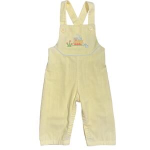 Vintage Yellow Corduroy Choo Choo Train Overalls Jumpsuit